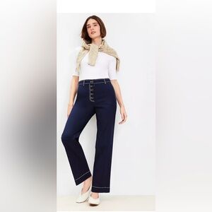 Ann Taylor LOFT Button Front Straight Pants in Twill